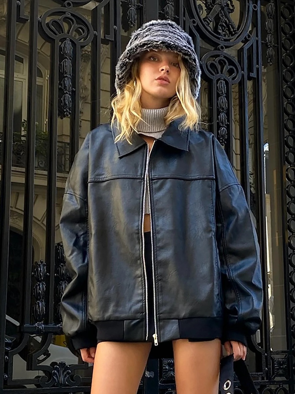 Princess Polly goldsmith faux leather bomber jacket